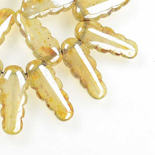 Serrated Dagger Beads - Honey Drizzle Opal (strand 25)