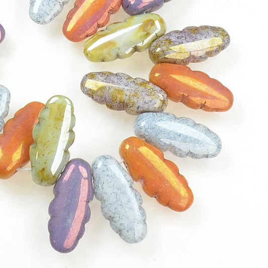 Serrated Dagger Beads - Lumi Mix (strand 25)