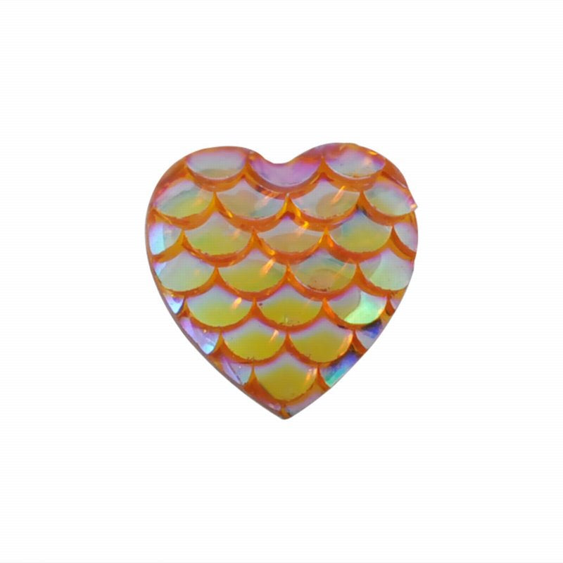 Resin - Fashion Cabochon - 12mm Mermaid Heart - Topaz AB (10)
