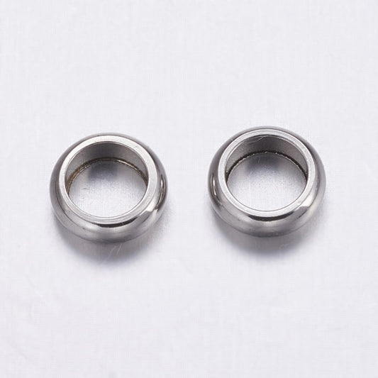 Bead - 6mm Rondelle Ring - Stainless Steel (25)