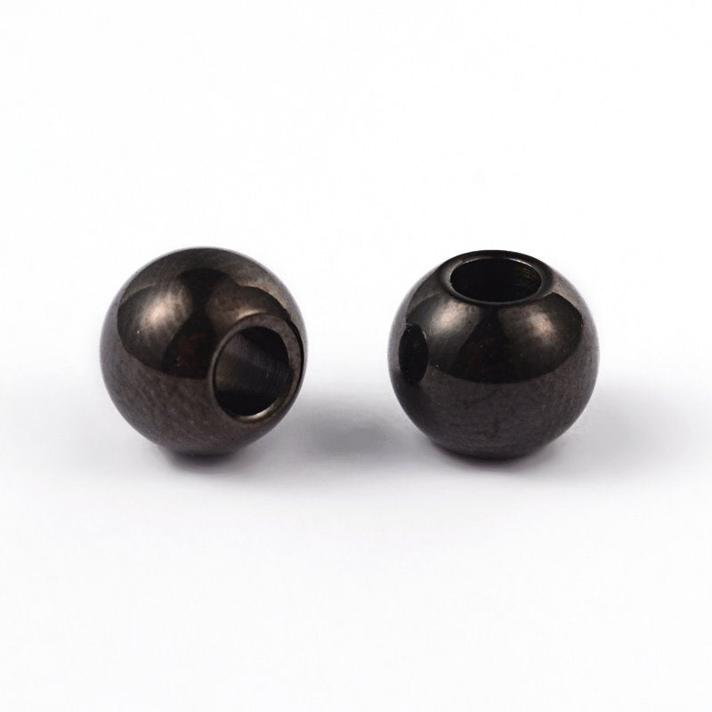 Bead - 8mm Round - Black Stainless Steel (20)