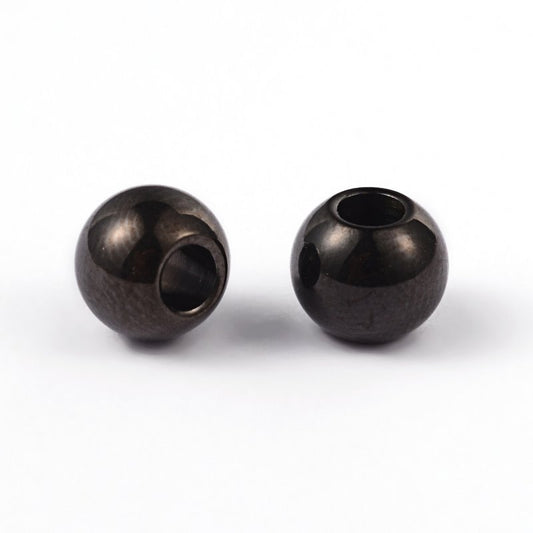 Bead - 8mm Round - Black Stainless Steel (20)