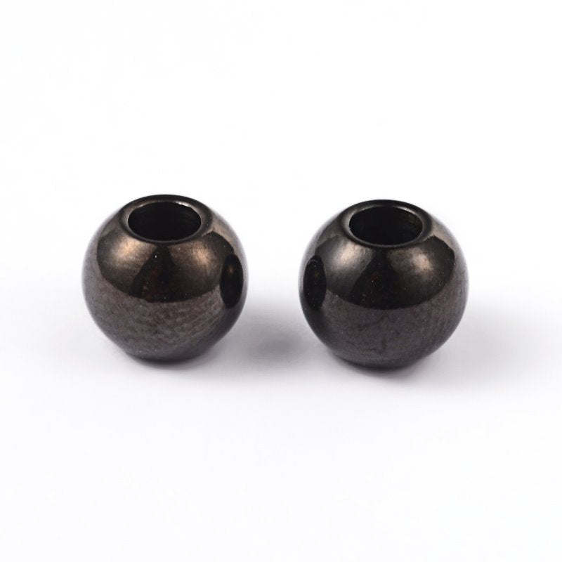 Bead - 8mm Round - Black Stainless Steel (20)