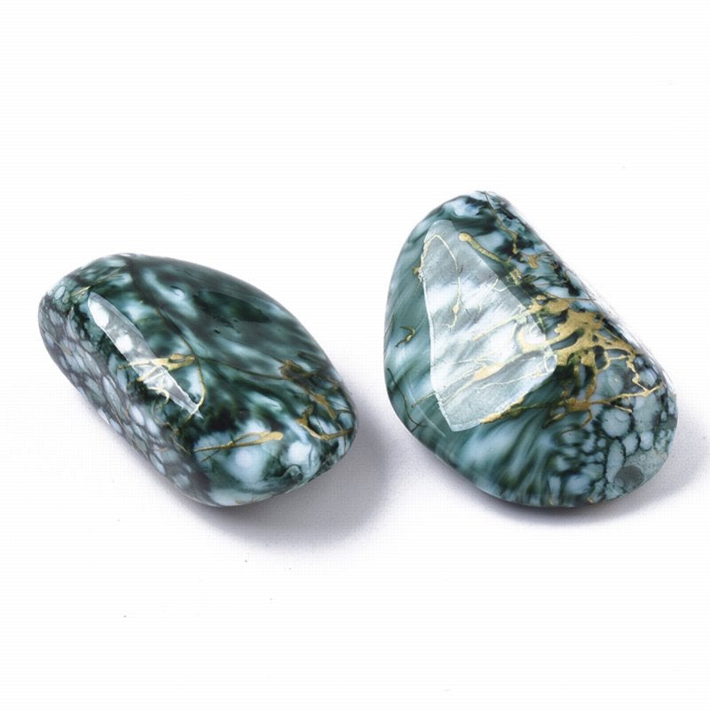 Painted Acrylic Beads -  Nugget - Dark Cyan (5)