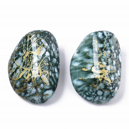 Painted Acrylic Beads -  Nugget - Dark Cyan (5)