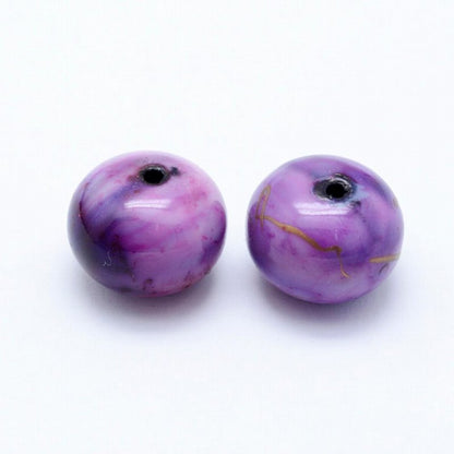 Painted Acrylic Beads -  Drum - Juice Berry (10)