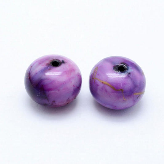 Painted Acrylic Beads -  Drum - Juice Berry (10)