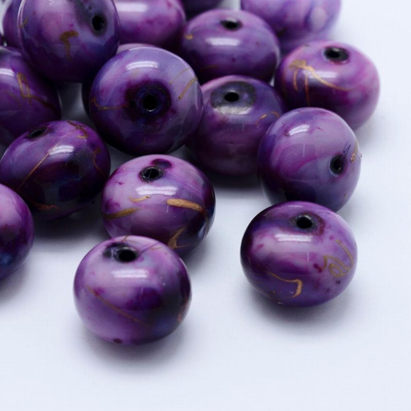 Painted Acrylic Beads -  Drum - Juice Berry (10)