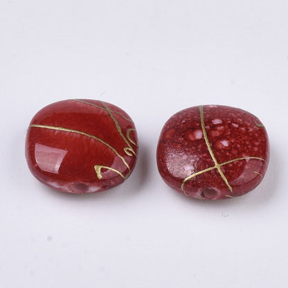 Painted Acrylic Beads - 11mm Square - Crimson (25)