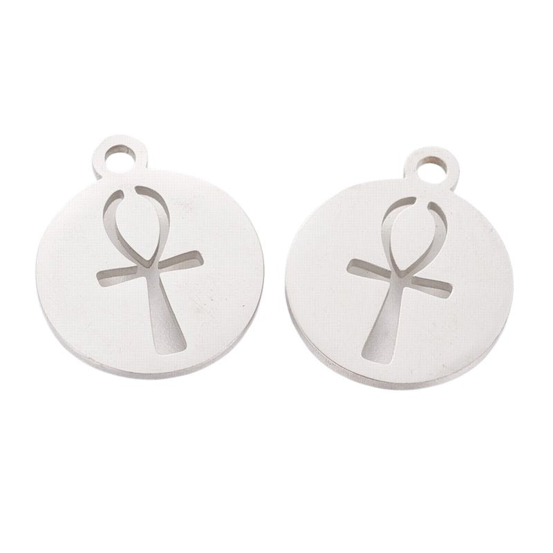 Ankh Flat Rd Charm   Stainless Steel Pair