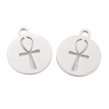 Ankh Flat Rd Charm   Stainless Steel Pair