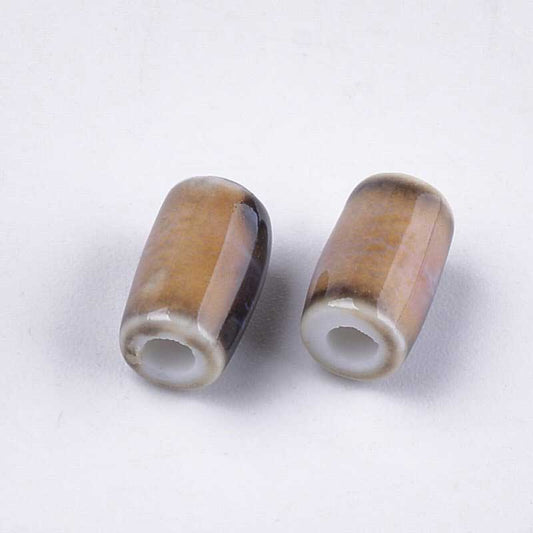 Glazed Porcelain Bead - 10mm Column - Coconut (10)