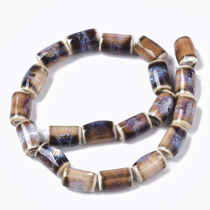Glazed Porcelain Bead - 10mm Column - Coconut (10)