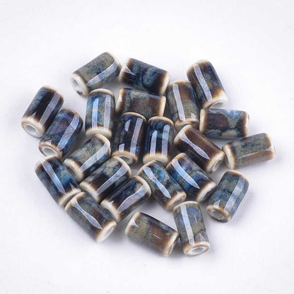 Glazed Porcelain Bead - 10mm Column - Mirage (10)