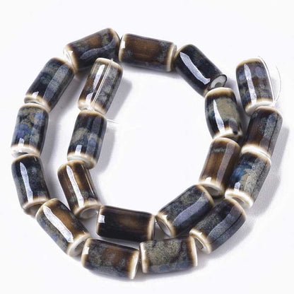 Glazed Porcelain Bead - 10mm Column - Mirage (10)