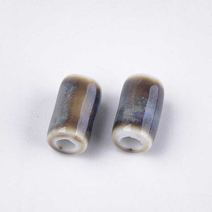 Glazed Porcelain Bead - 10mm Column - Mirage (10)