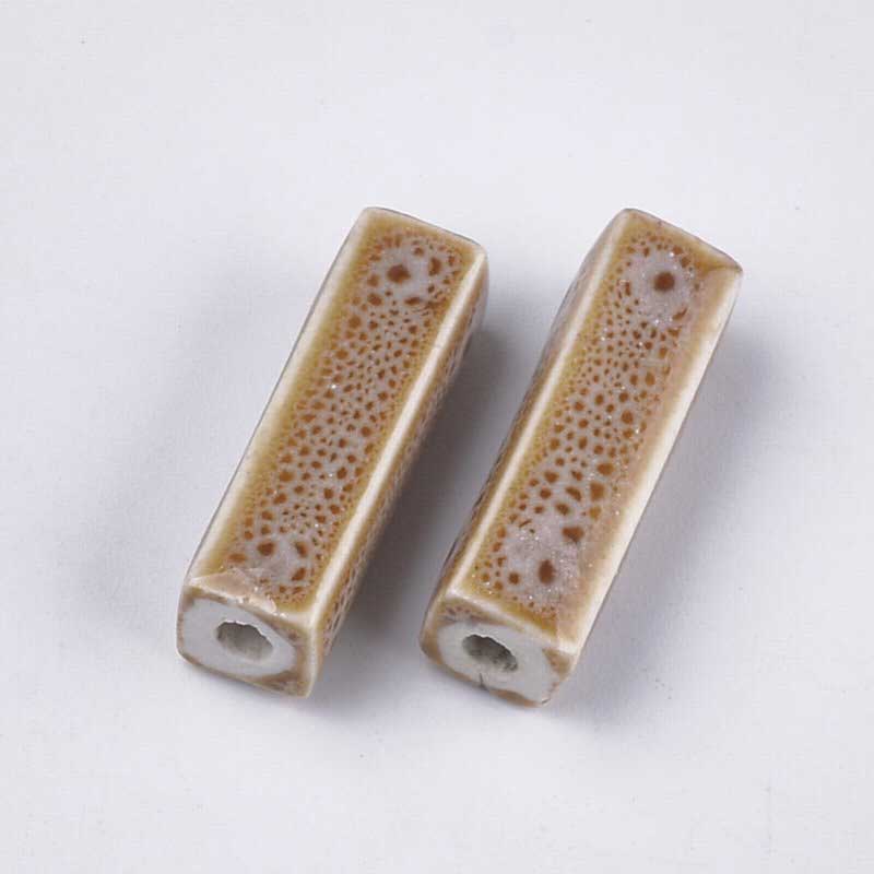Glazed Porcelain Bead - 25mm Beam - Duck Egg (5)