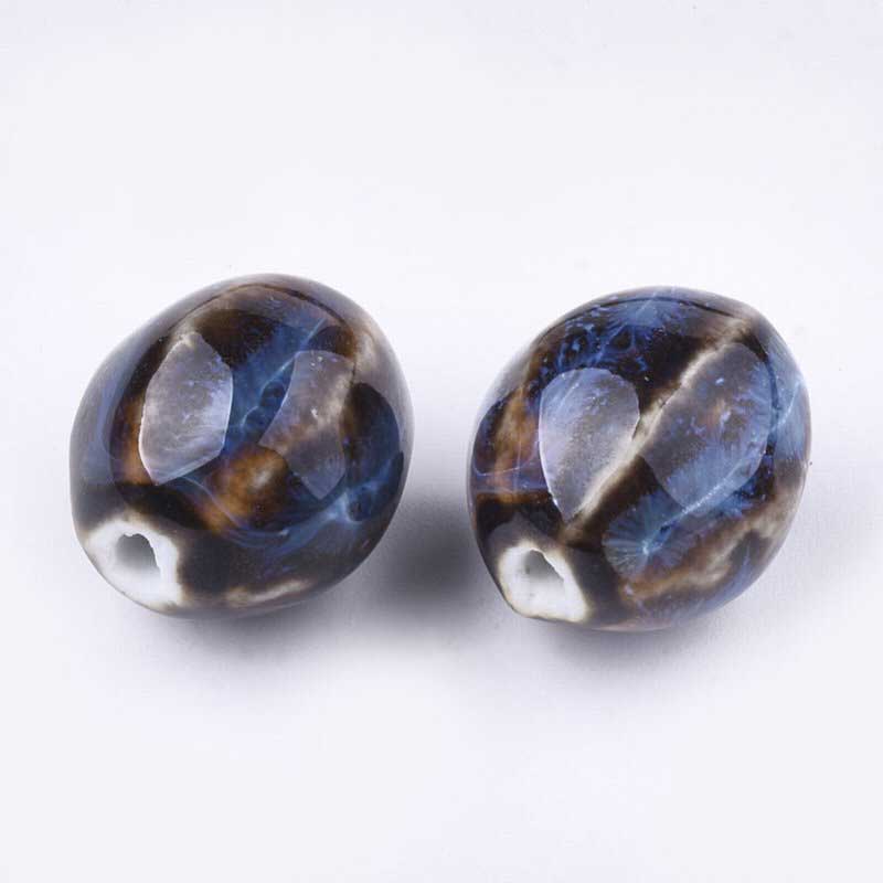 Glazed Porcelain Bead -  Pod - Coconut (10)
