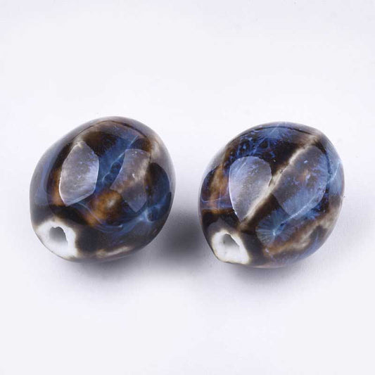 Glazed Porcelain Bead -  Pod - Coconut (10)