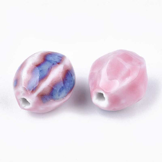 Glazed Porcelain Bead -  Pod - Rosebud (10)