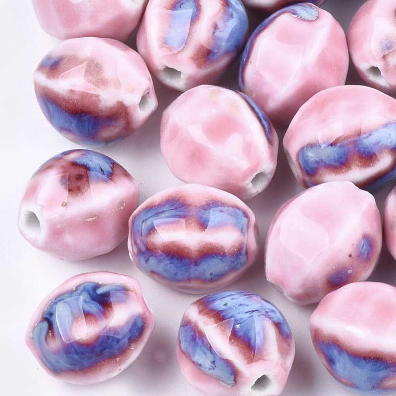 Glazed Porcelain Bead -  Pod - Rosebud (10)