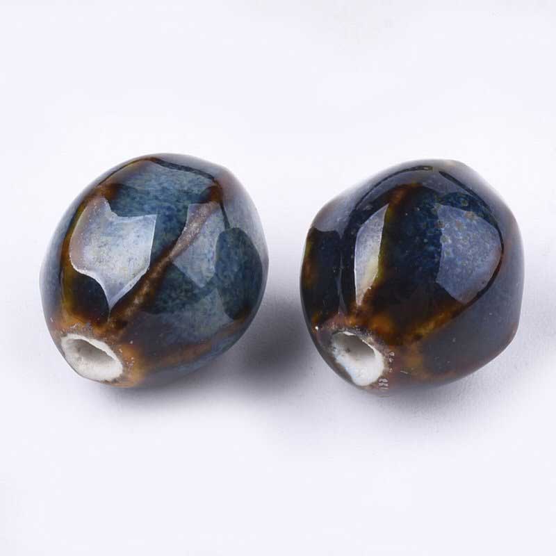 Glazed Porcelain Bead -  Pod - Nebula (10)