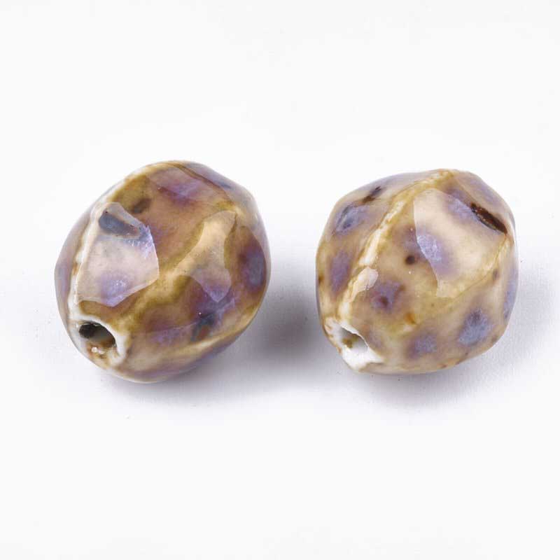 Glazed Porcelain Bead -  Pod - Bisque (10)