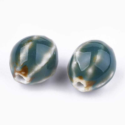 Glazed Porcelain Bead -  Pod - Turtle (10)