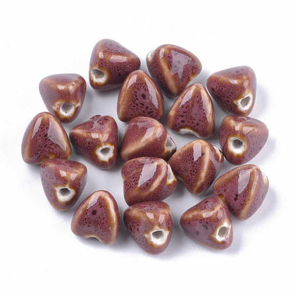 Glazed Porcelain Bead -  Zongzi - Chestnut (10)