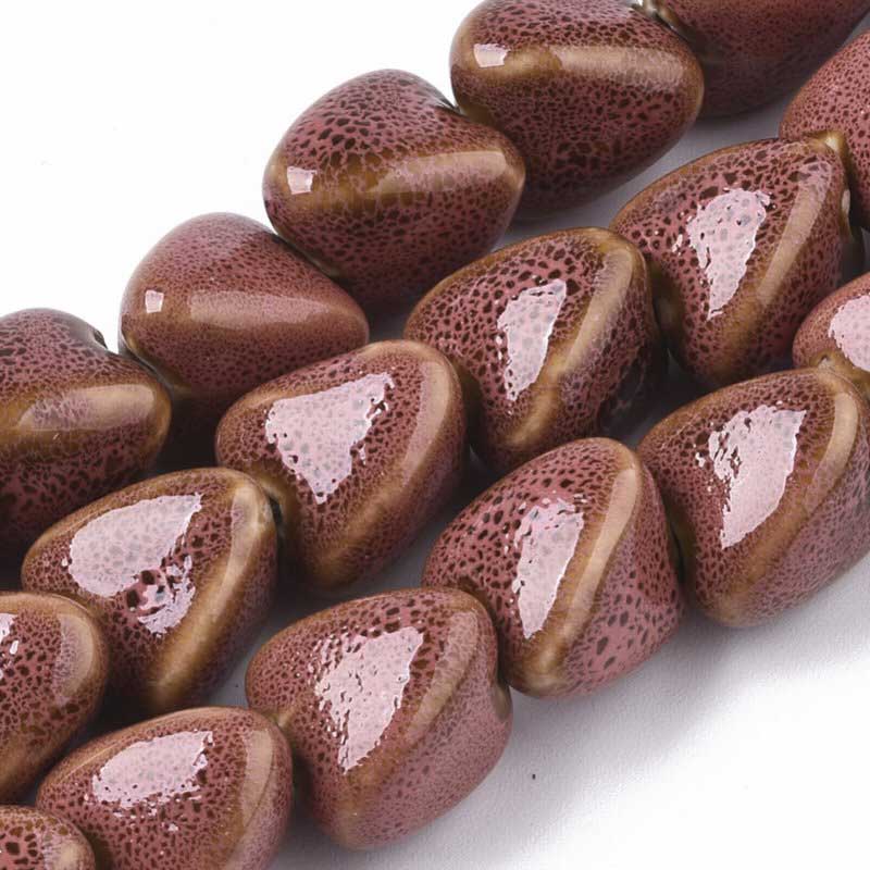 Glazed Porcelain Bead -  Zongzi - Chestnut (10)