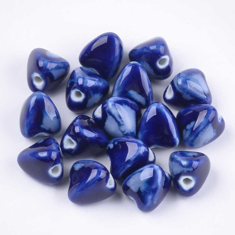 Glazed Porcelain Bead -  Zongzi - Cobalt Blue (10)