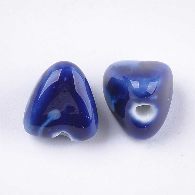 Glazed Porcelain Bead -  Zongzi - Cobalt Blue (10)