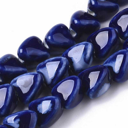 Glazed Porcelain Bead -  Zongzi - Cobalt Blue (10)