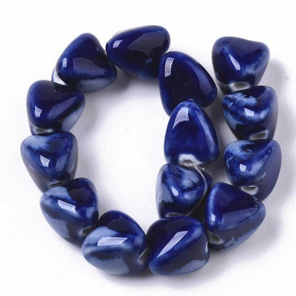 Glazed Porcelain Bead -  Zongzi - Cobalt Blue (10)