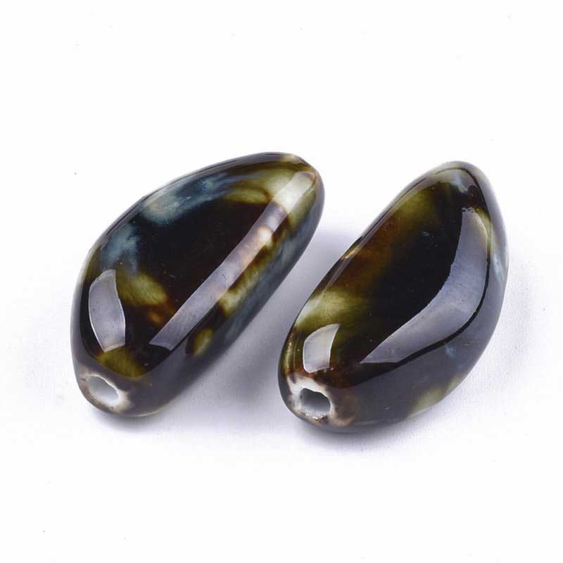 Glazed Porcelain Bead -  Garlic Clove - Cosmos (5)