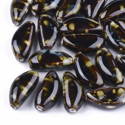 Glazed Porcelain Bead -  Garlic Clove - Cosmos (5)