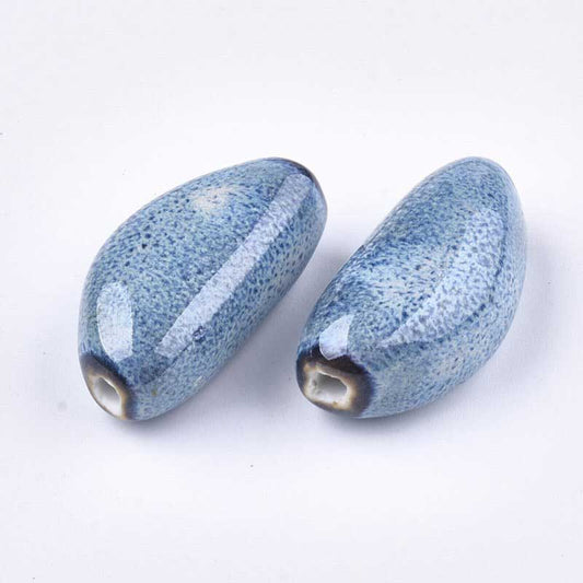 Glazed Porcelain Bead -  Garlic Clove - Spackle (5)
