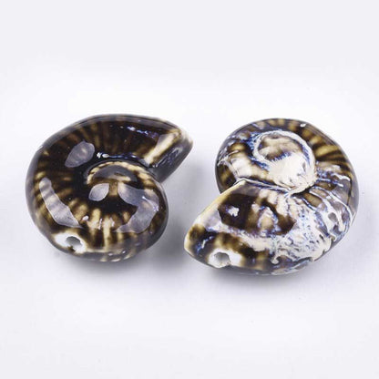 Glazed Porcelain Bead -  Ammonite - Sanskrit (2)