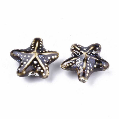 Glazed Porcelain Bead -  Starfish - Coconut (2)