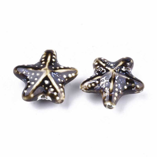 Glazed Porcelain Bead -  Starfish - Coconut (2)