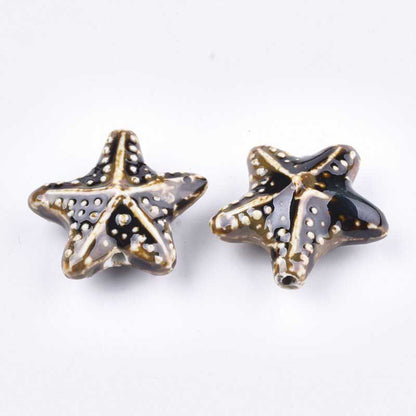 Glazed Porcelain Bead -  Starfish - Camel (2)
