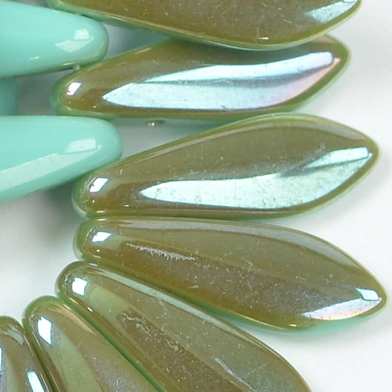 2 Hole Dagger Beads - 16mm - Green Turquoise Celsian (25)