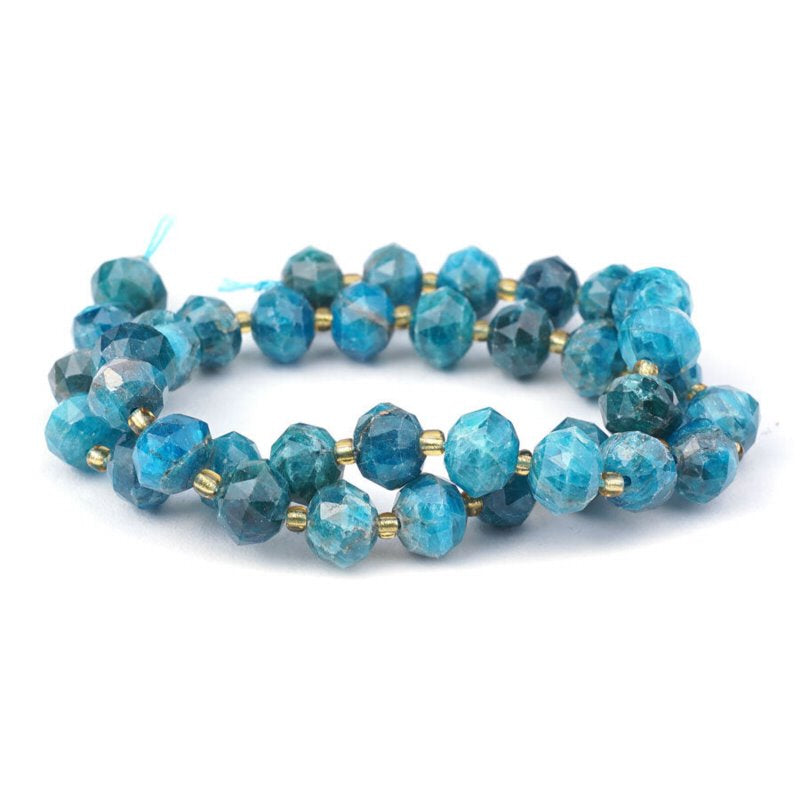 Apatite   10mm Faceted Rondelle 16in