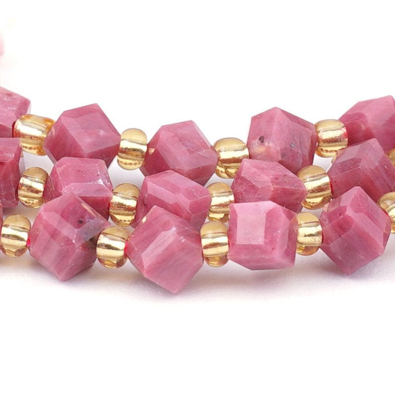 Rhodonite   4x6mm CornerDrill Cube 16in