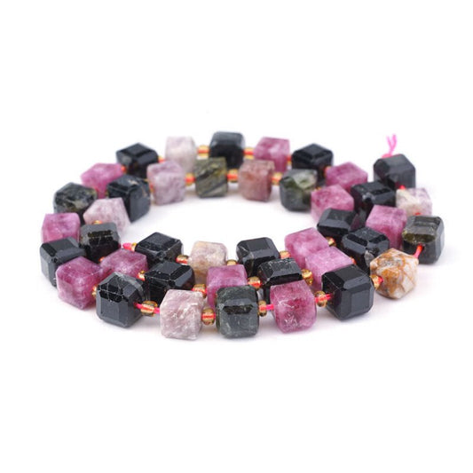 Tourmaline   10x7mm Faceted Cube 16in