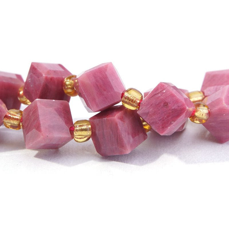 Rhodonite   6x8mm CornerDrill Cube 16in