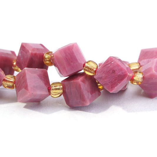 Rhodonite   6x8mm CornerDrill Cube 16in