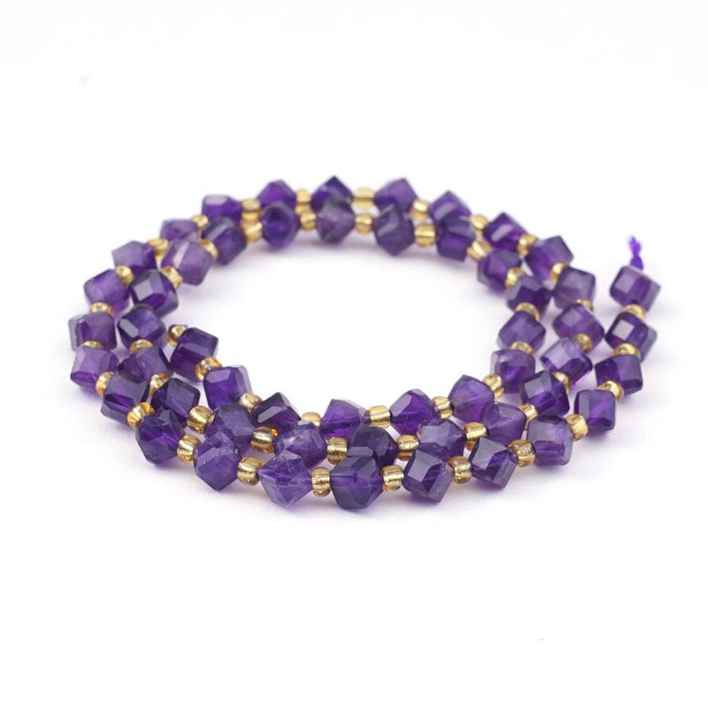 Amethyst   4x6mm CornerDrill Cube 16in