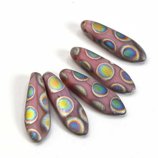 Fringe Beads Dagger Beads - 16mm - Matte Rose Peacock (25)