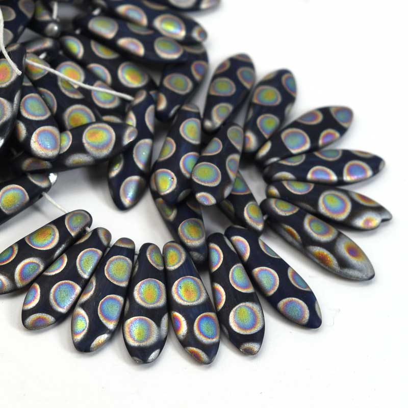 Fringe Beads Dagger Beads - 16mm - Matte Navy Peacock (25)
